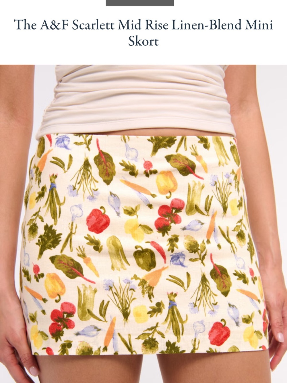 NWT The A&F Scarlett Mid Rise Linen-Blend Mini Skort